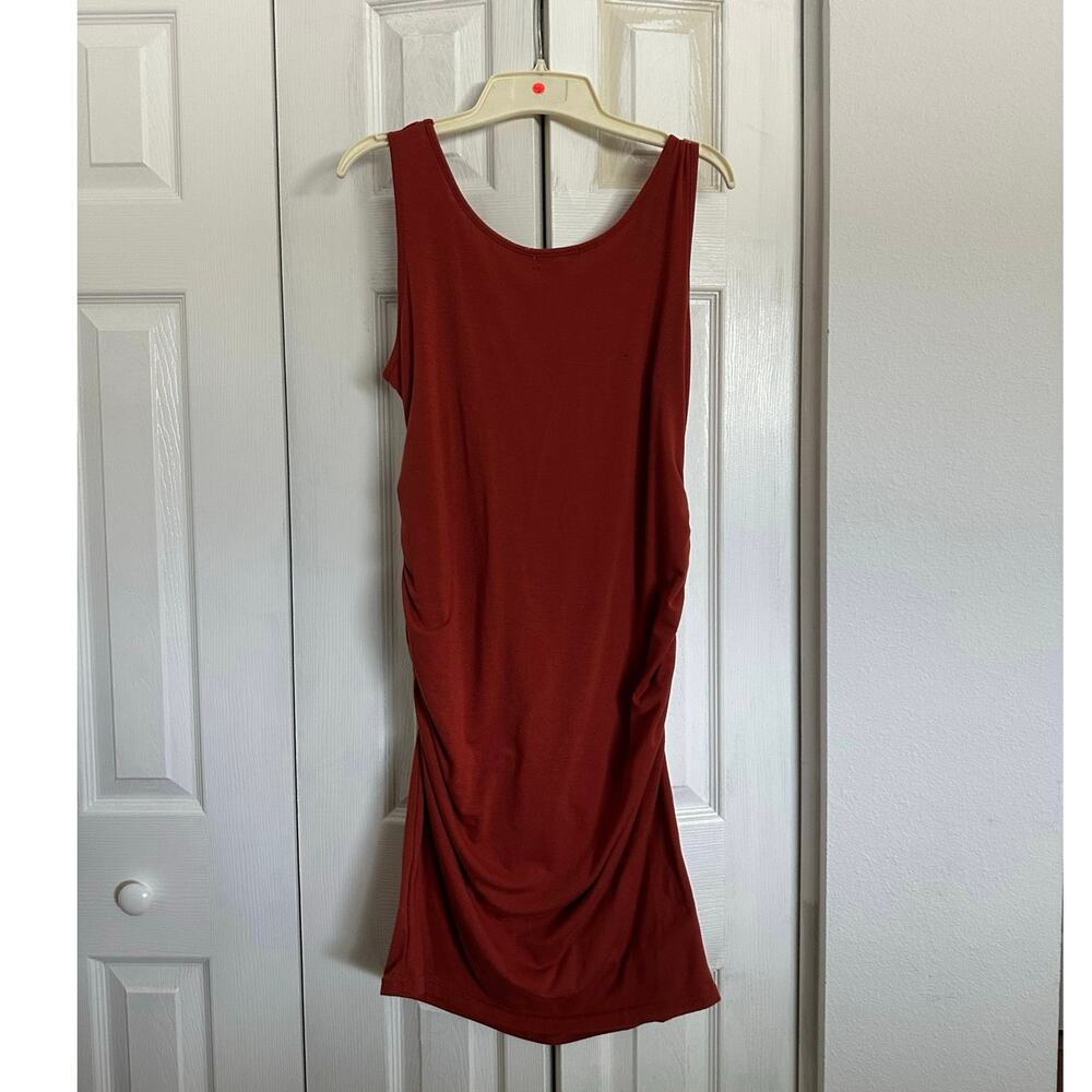 Ginkana Short Ruched Bodycon Pregnancy Maternity Dress L Rust Color or Caramel - Picture 3 of 9